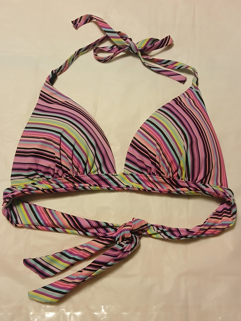 Victoria's Secret Striped Bikini Top in Pink Multi-Color